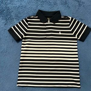 Boys striped Polo Ralph Lauren shirt sleeve collared shirt. Black/white size 4T.